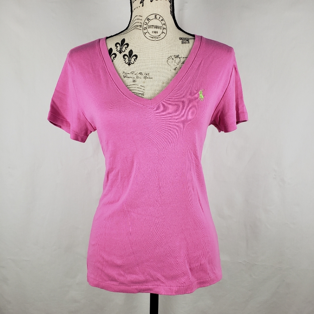 Kids Pink Ralph Lauren V-Neck Shirt